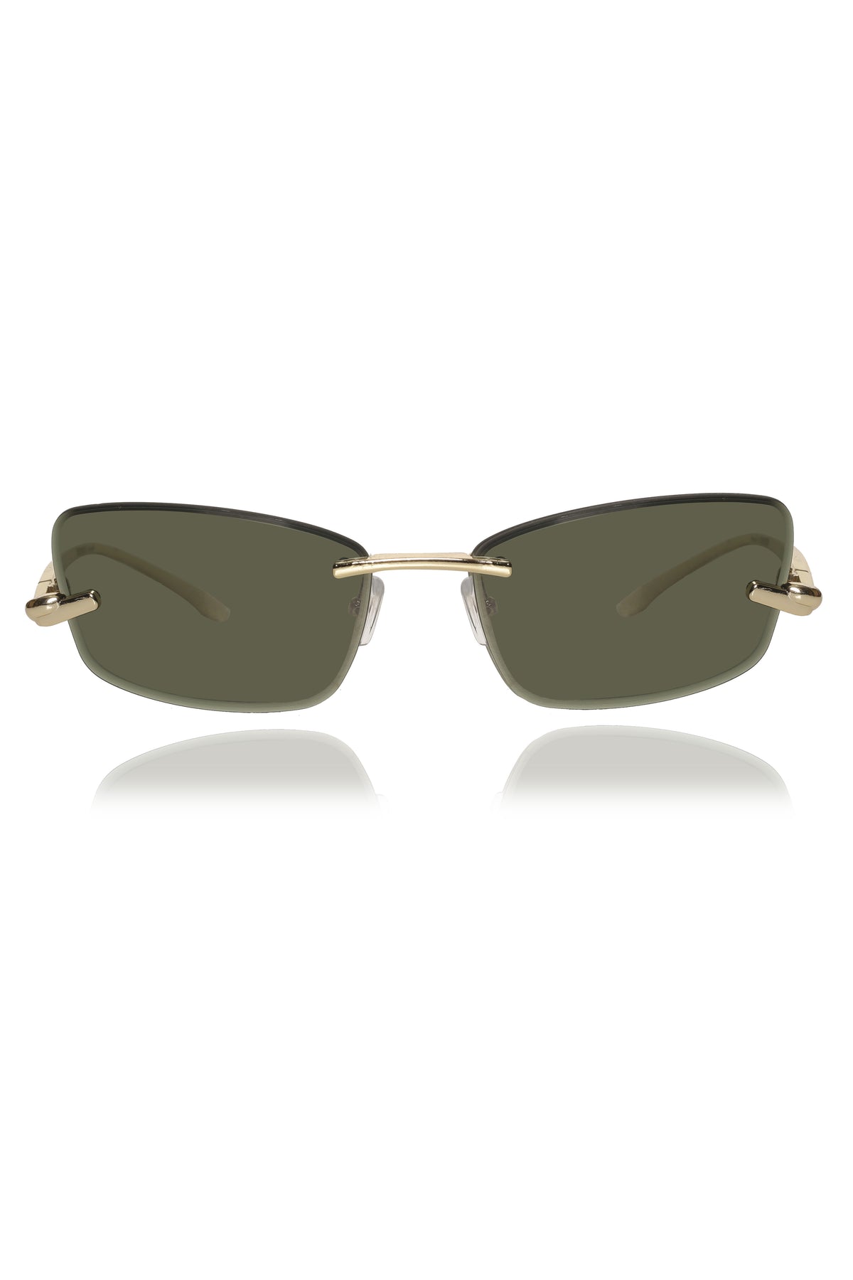 Jodykoes Legacy Gold Cat Eye Rimless Sunglasses With Green Lens