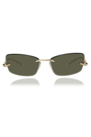 Jodykoes Legacy Gold Cat Eye Rimless Sunglasses With Green Lens