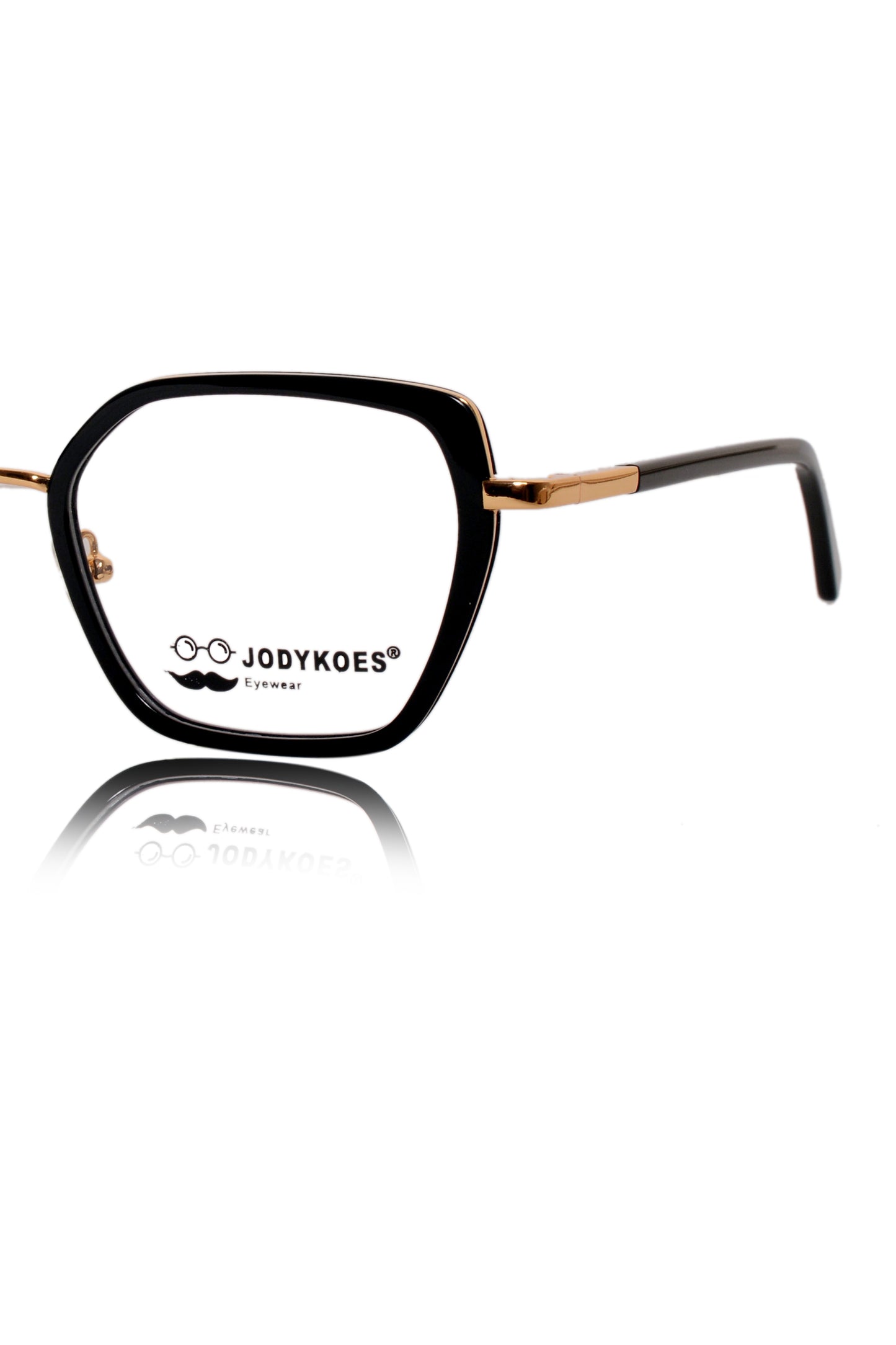 Jodykoes Luxury Series : Pure Titanium Metal Spectacle Eyeglasses | New Shape Cat Eye Metal Eyewear Frame (Black And Gold)