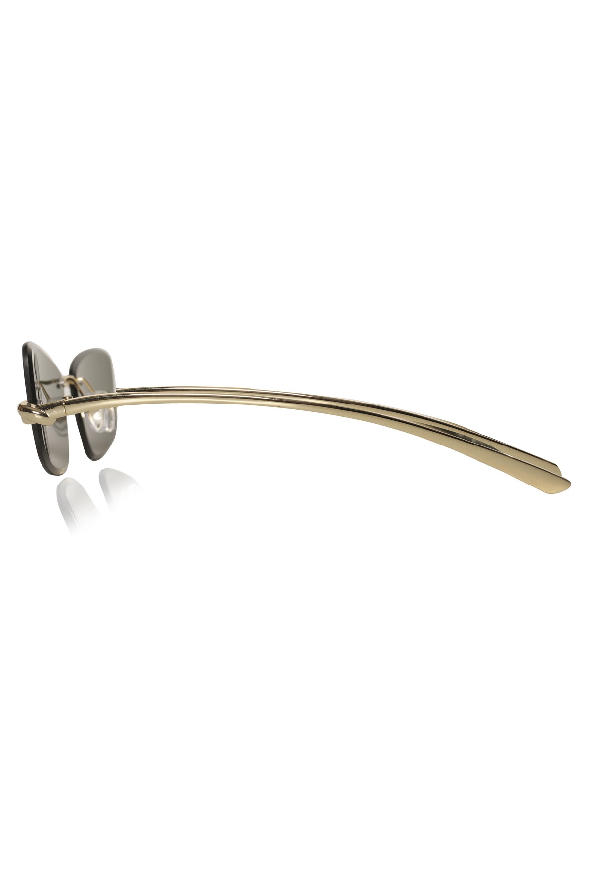 Jodykoes Legacy Gold Cat Eye Rimless Sunglasses With Green Lens