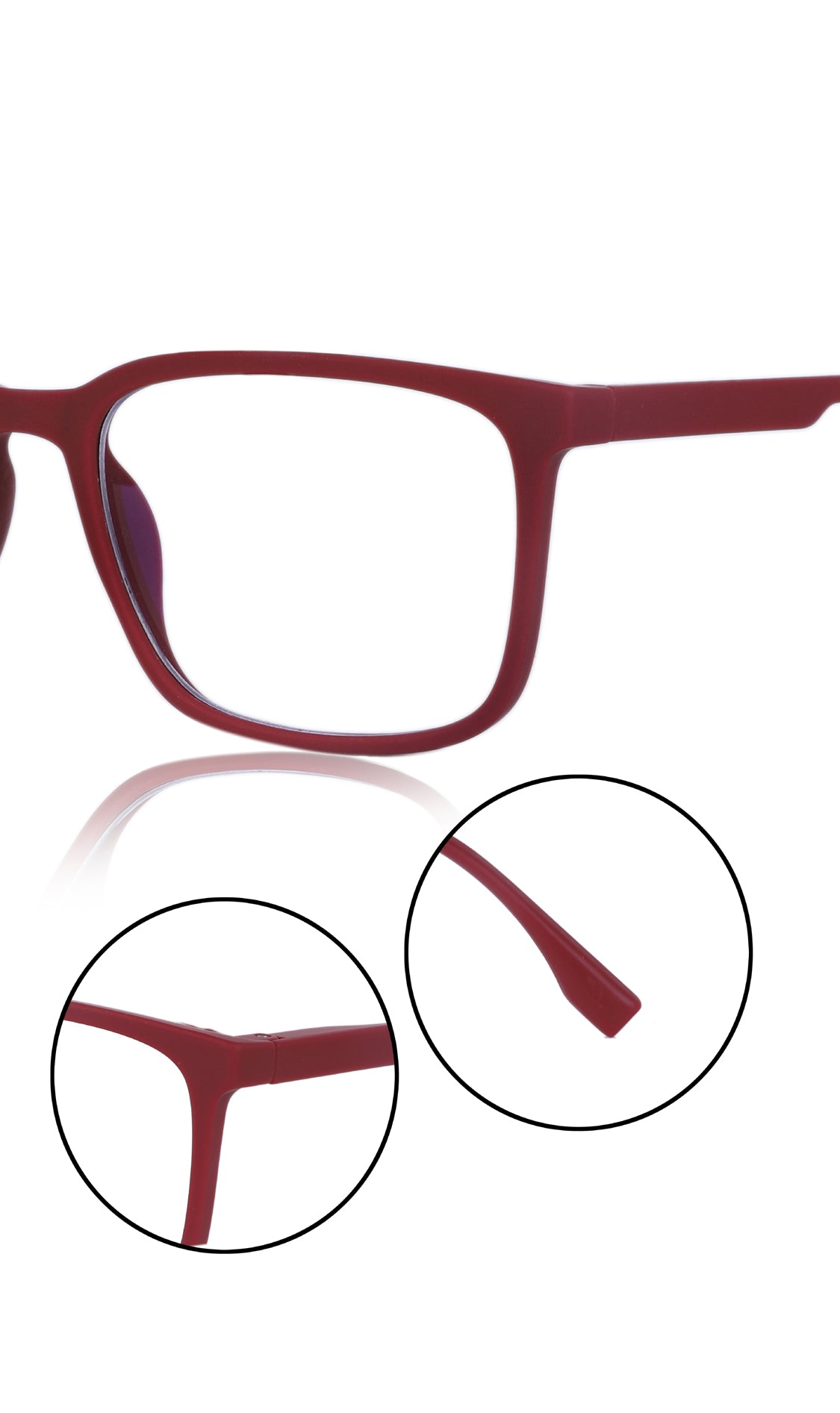Jodykoes® Colour Series : Vibrant colours eyewear rectangle frames with anti glare and blue filter eyeglasses for men and women (Cherry Red)
