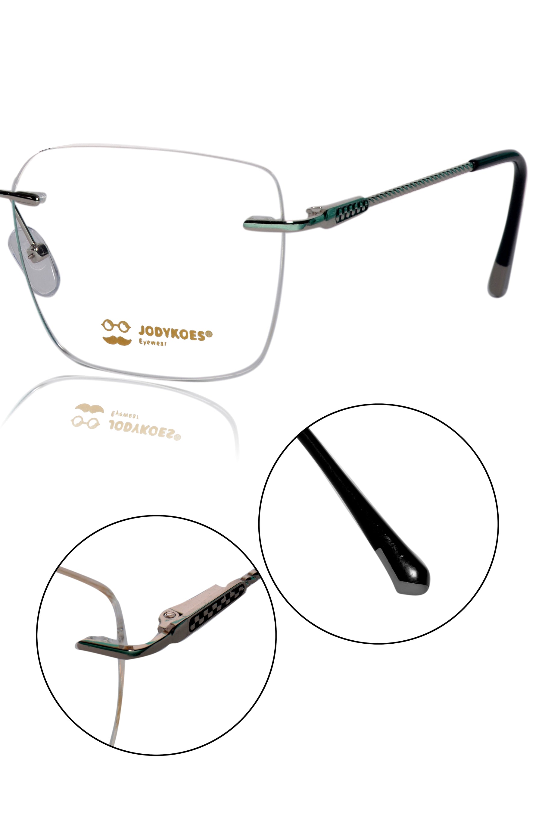 Jodykoes Square Signature Rimless Frame (Silver)