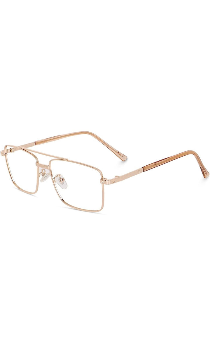 Jodykoes® New Full Rim Rectangular Blue Light Protection Computer Eyeglasses Metal Frame With Anti Glare and Blu Cut Glasses Spectacles for Men and Women Eyewear (Gold)