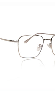 Jodykoes® Premium Series Metal Spectacle Frame With Anti-Glare Blue Light Blocking Eyeglasses for Men and Women | Computer and Mobile Phone Protection Eyewear Frames (Silver)
