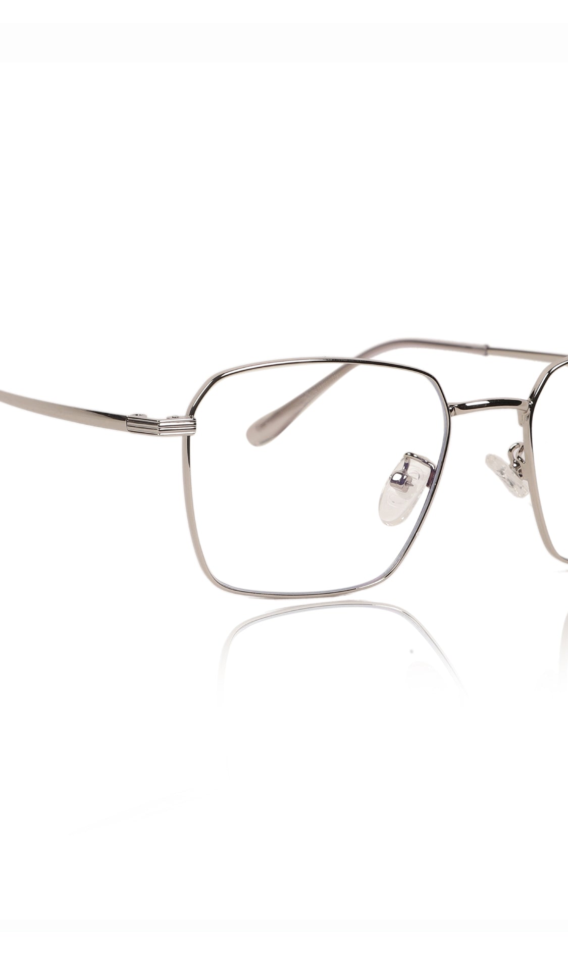 Jodykoes® Premium Series Metal Spectacle Frame With Anti-Glare Blue Light Blocking Eyeglasses for Men and Women | Computer and Mobile Phone Protection Eyewear Frames (Silver)
