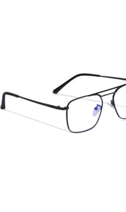 Jodykoes® New Model Square Shape Double Bar Metal Frame Blu Cut Anti Glare Eyeglasses Unisex for Computer, Laptop, Mobile Phone Protection Blue Rays Protection Spectacles Eyewear Frame (Black)
