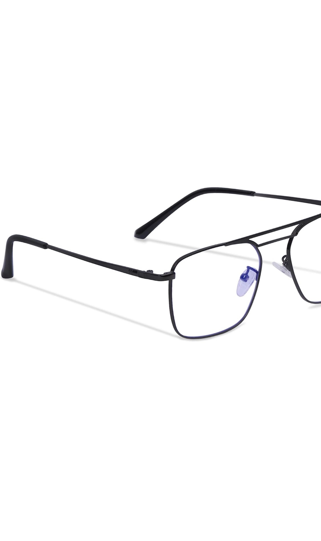 Jodykoes® New Model Square Shape Double Bar Metal Frame Blu Cut Anti Glare Eyeglasses Unisex for Computer, Laptop, Mobile Phone Protection Blue Rays Protection Spectacles Eyewear Frame (Black)