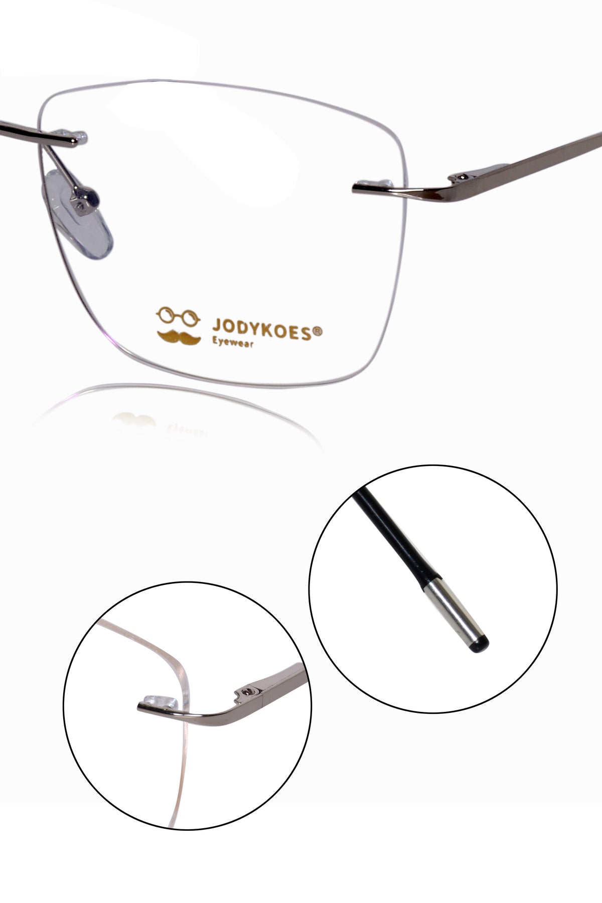 Jodykoes Square Signature Rimless Frame (Silver)