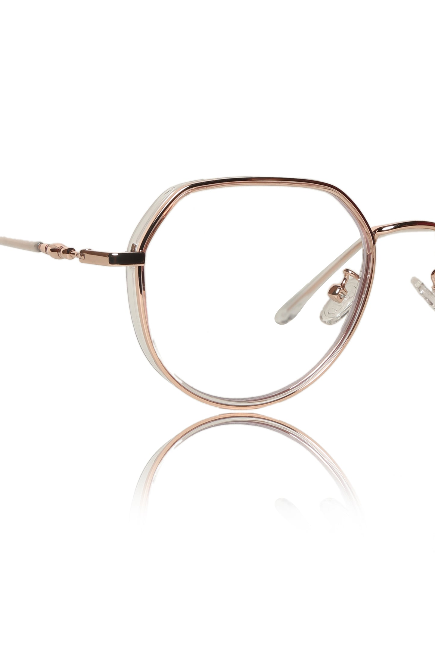 Jodykoes® Premium Series Round-Flat Top Eyewear Eyeglasses Spectacles Frame for Men and Women (Rose Gold)