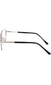 Jodykoes® New Full Rim Rectangular Blue Light Protection Computer Eyeglasses Metal Frame With Anti Glare and Blu Cut Glasses Spectacles for Men and Women Eyewear (Black & Silver)