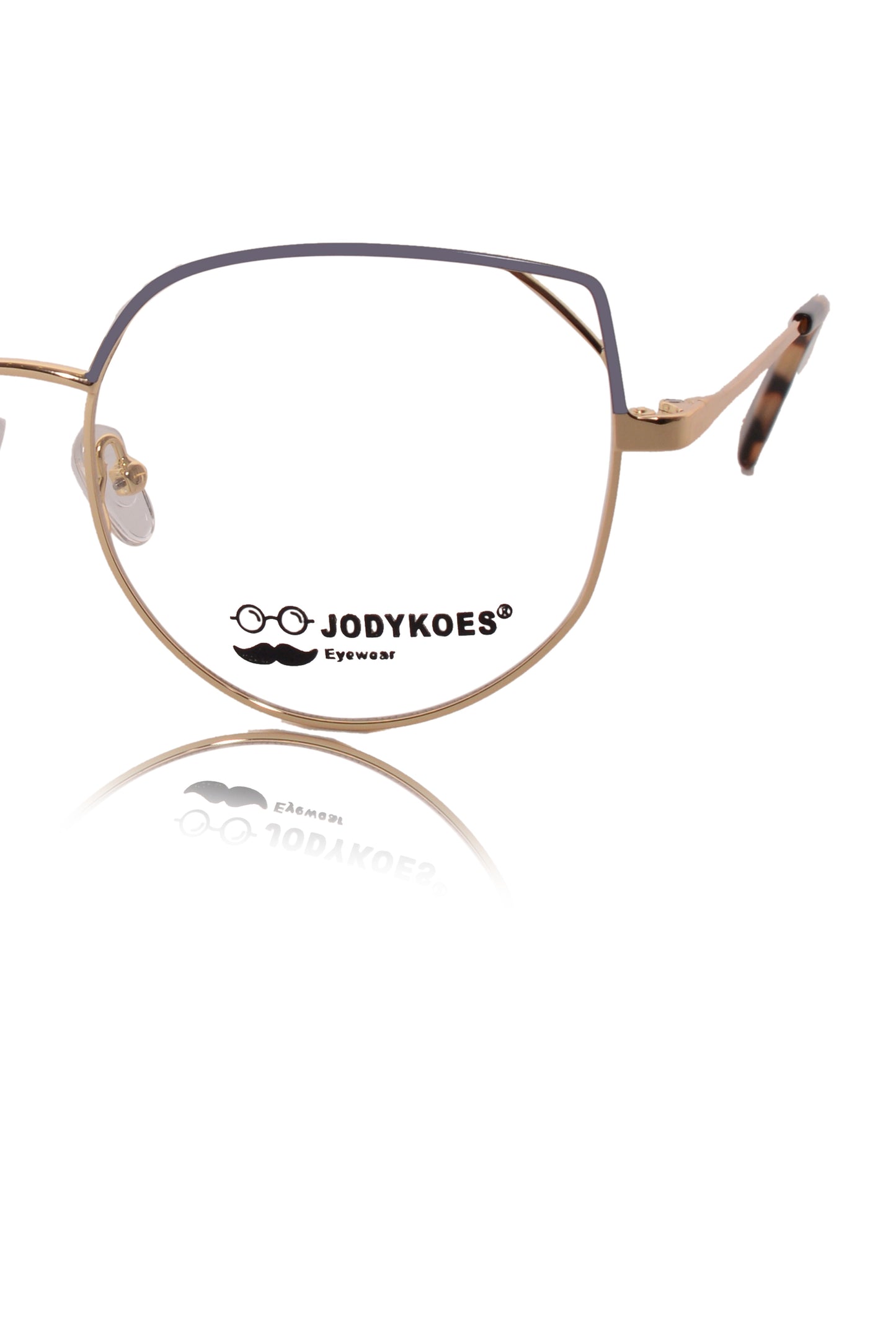 Jodykoes Luxury Series : Pure Titanium Metal Spectacle Eyeglasses | Cat Eye Metal Eyewear Frame ( Lavender and Gold )