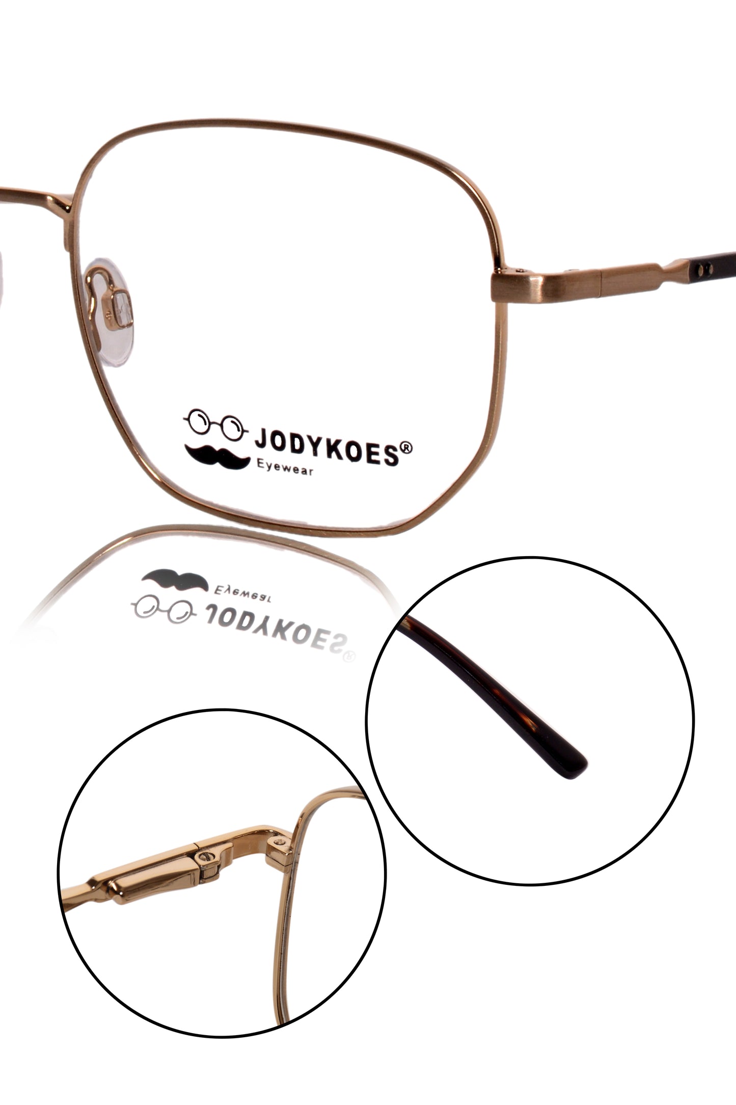 Jodykoes Luxury Series : Pure Titanium Metal Spectacle Eyeglasses | New Shape Square Metal Eyewear Frame (Matte Gold)