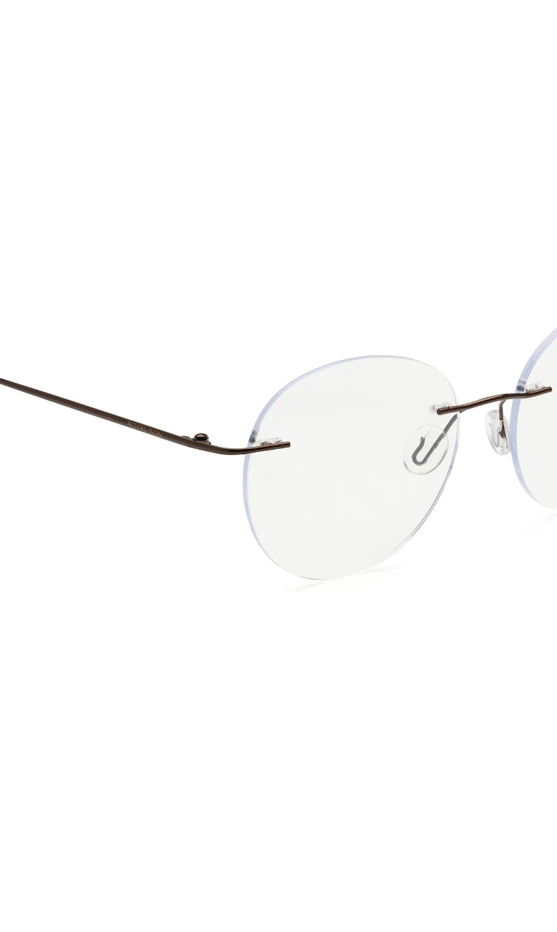 Jodykoes® Rimless Round Frame Zero Power Anti Glare Spectacle For Men and Women | Unisex Computer Eyeglasses Light Weight Round Frameless Eyewear (Copper Brown) - Jodykoes ®