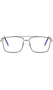 Jodykoes® New Full Rim Rectangular Blue Light Protection Computer Eyeglasses Metal Frame With Anti Glare and Blu Cut Glasses Spectacles for Men and Women Eyewear (Black & Silver)