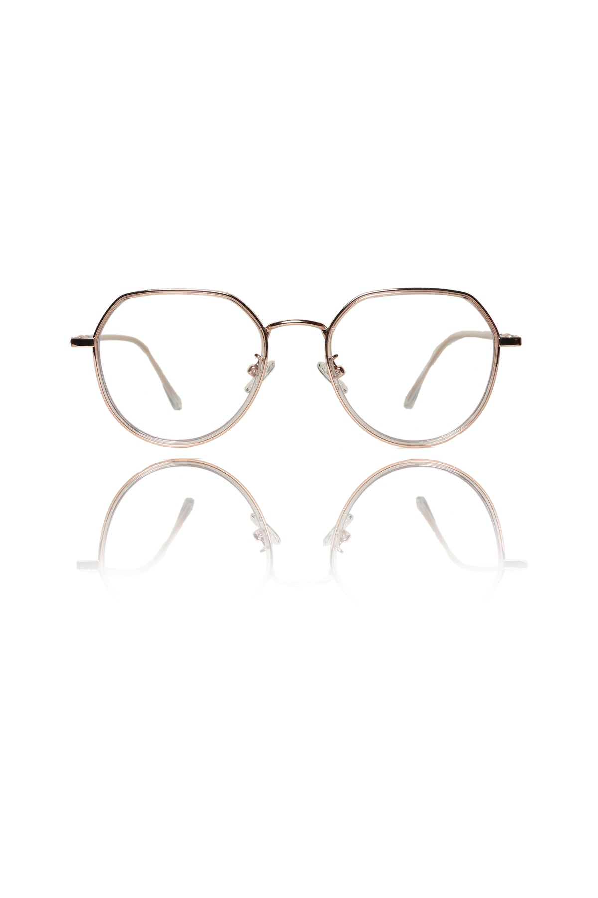 Jodykoes® Premium Series Round-Flat Top Eyewear Eyeglasses Spectacles Frame for Men and Women (Rose Gold)