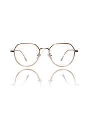 Jodykoes® Premium Series Round-Flat Top Eyewear Eyeglasses Spectacles Frame for Men and Women (Rose Gold)