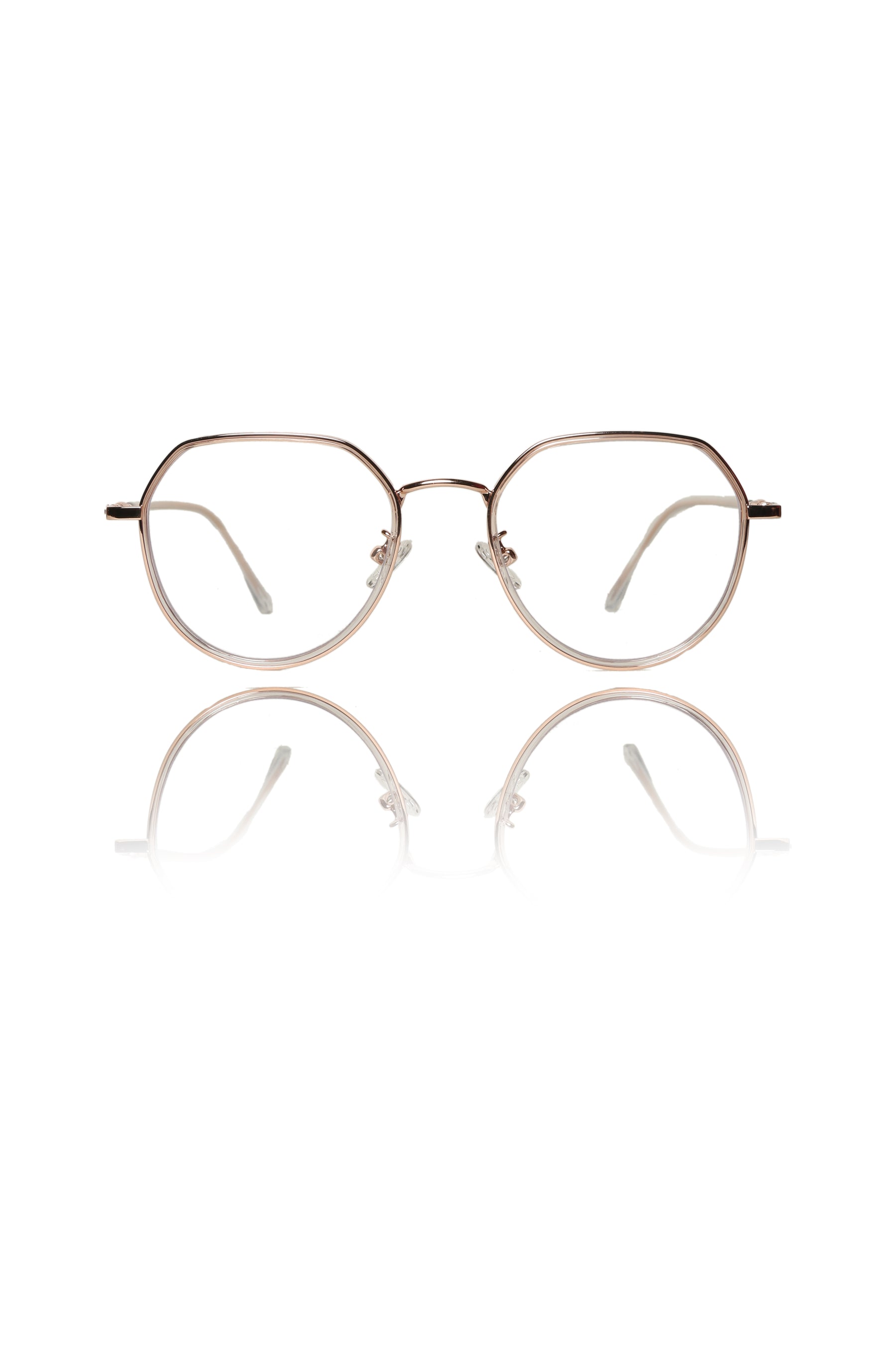 Jodykoes® Premium Series Round-Flat Top Eyewear Eyeglasses Spectacles Frame for Men and Women (Rose Gold)