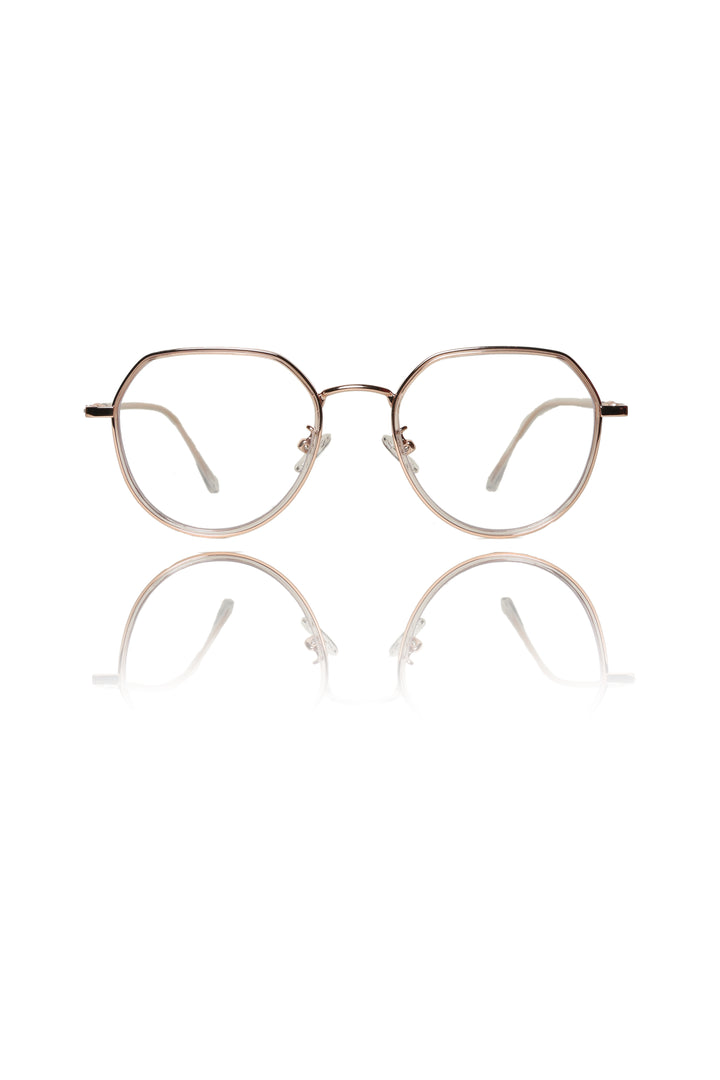 Jodykoes® Premium Series Round-Flat Top Eyewear Eyeglasses Spectacles Frame for Men and Women (Rose Gold)