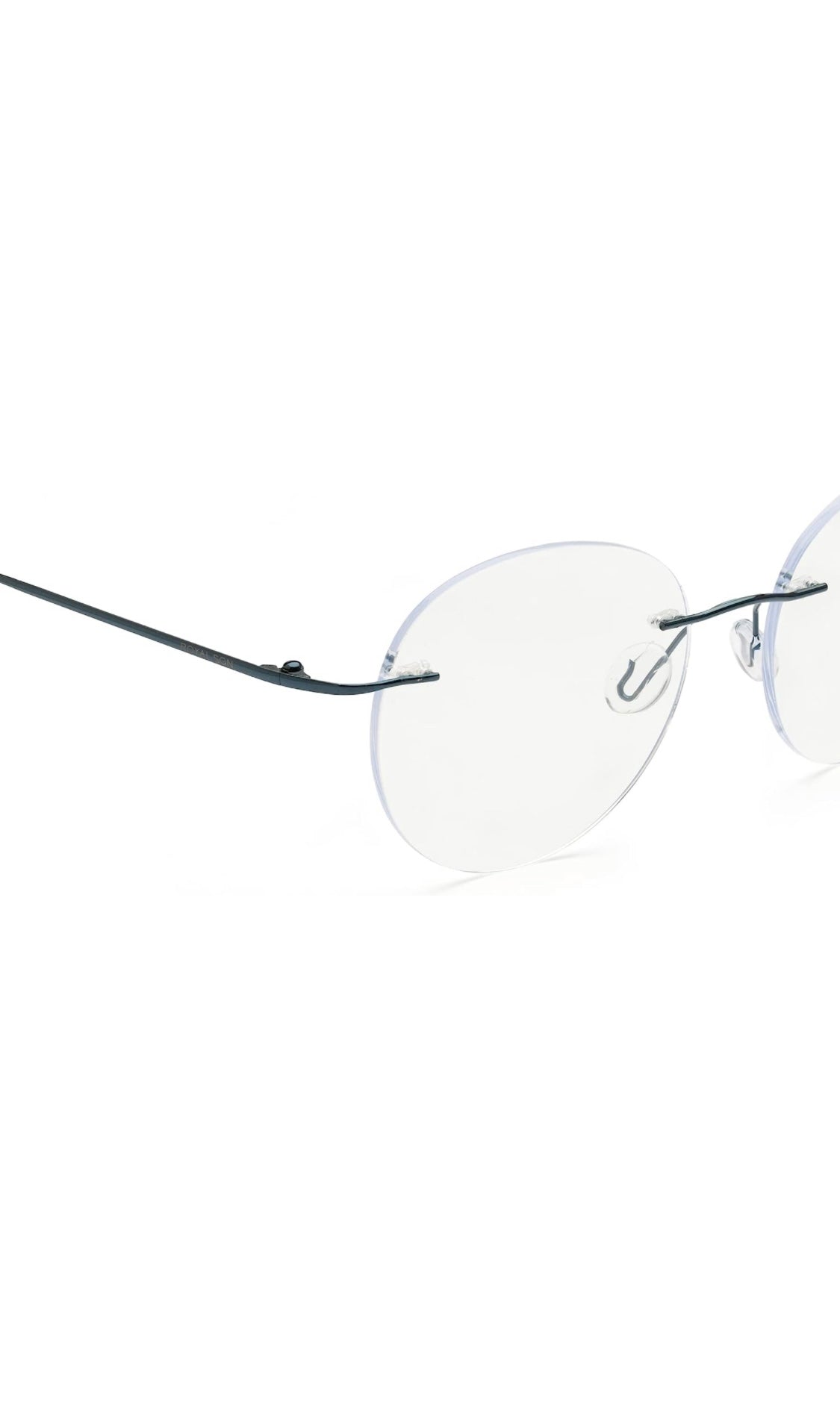 Jodykoes® Rimless Round Frame Zero Power Anti Glare Spectacle For Men and Women | Unisex Computer Eyeglasses Light Weight Round Frameless Eyewear (Blue) - Jodykoes ®