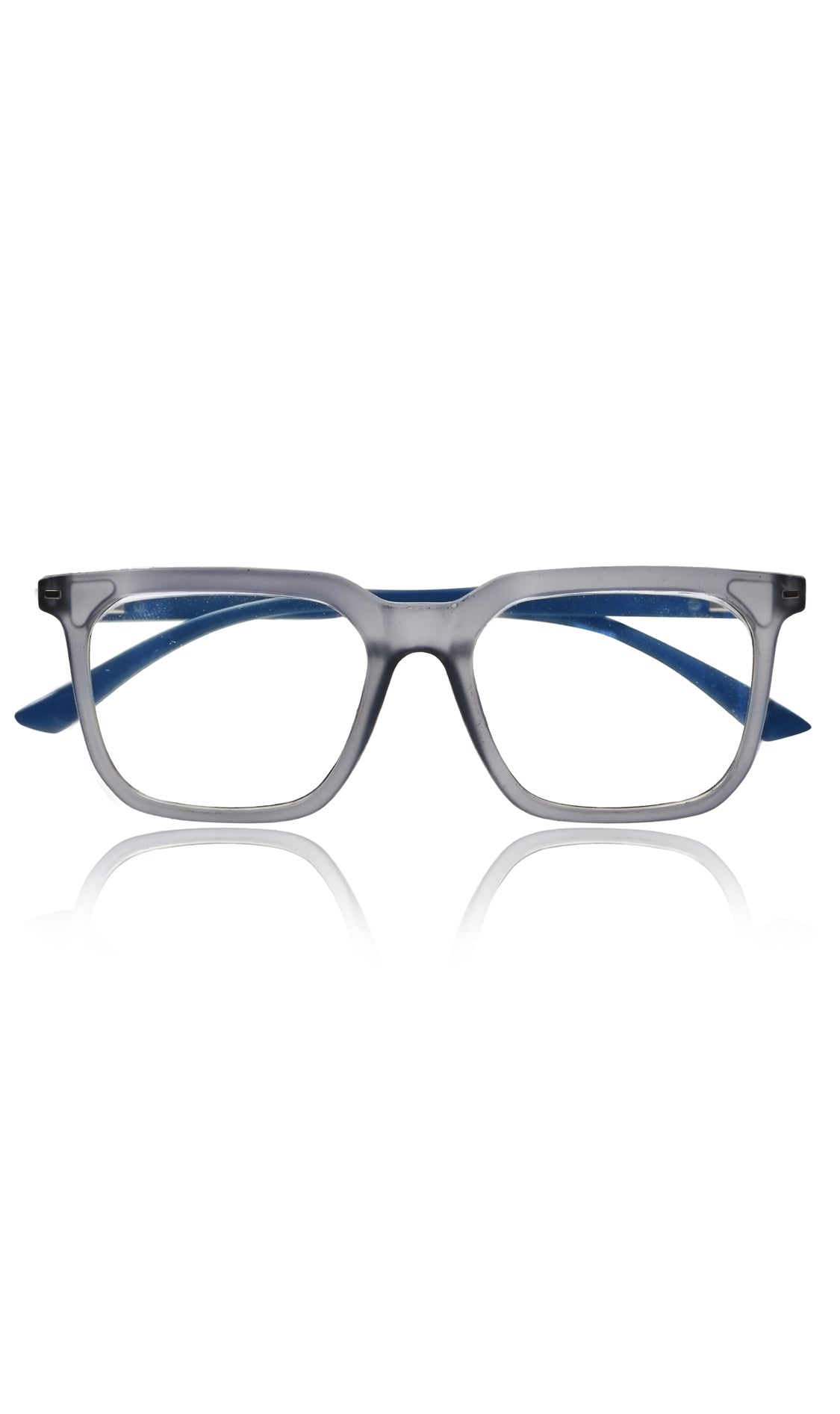 Jodykoes® Colour Frame Series: Stylish Square Spectacle Frames with Blue Ray Protection and Anti-Glare Glasses for Men and Women (Frosted Grey Blue)