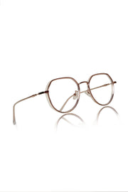 Jodykoes® Premium Series Round-Flat Top Eyewear Eyeglasses Spectacles Frame for Men and Women (Rose Gold)