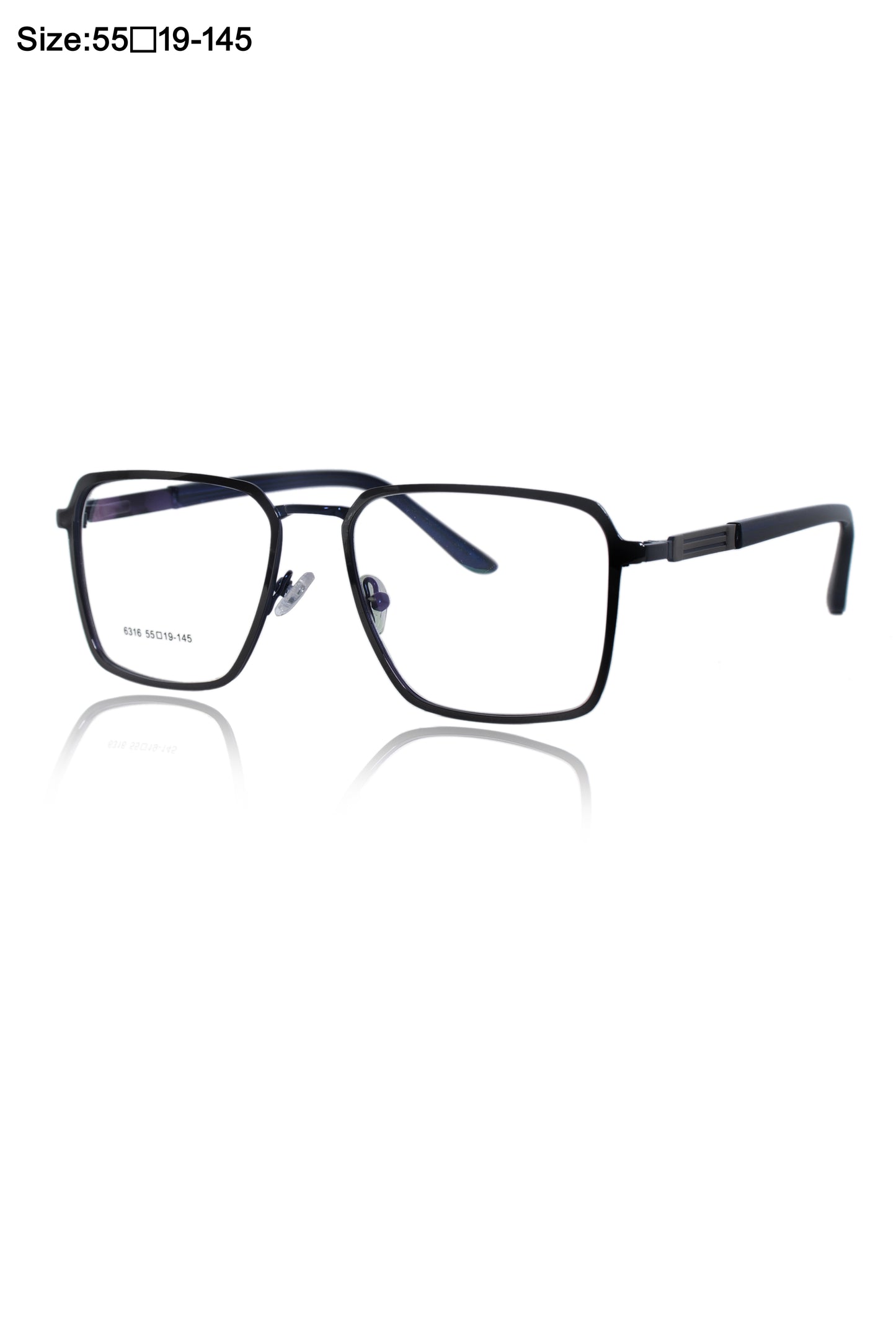 Jodykoes Founder's Edition Square Metal Titanium Eyeglass Frame | Premium Luxury Titanium Eyewear Glasses (Black-Blue)