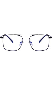 Jodykoes® New Model Square Shape Double Bar Metal Frame Blu Cut Anti Glare Eyeglasses Unisex for Computer, Laptop, Mobile Phone Protection Blue Rays Protection Spectacles Eyewear Frame (Black)