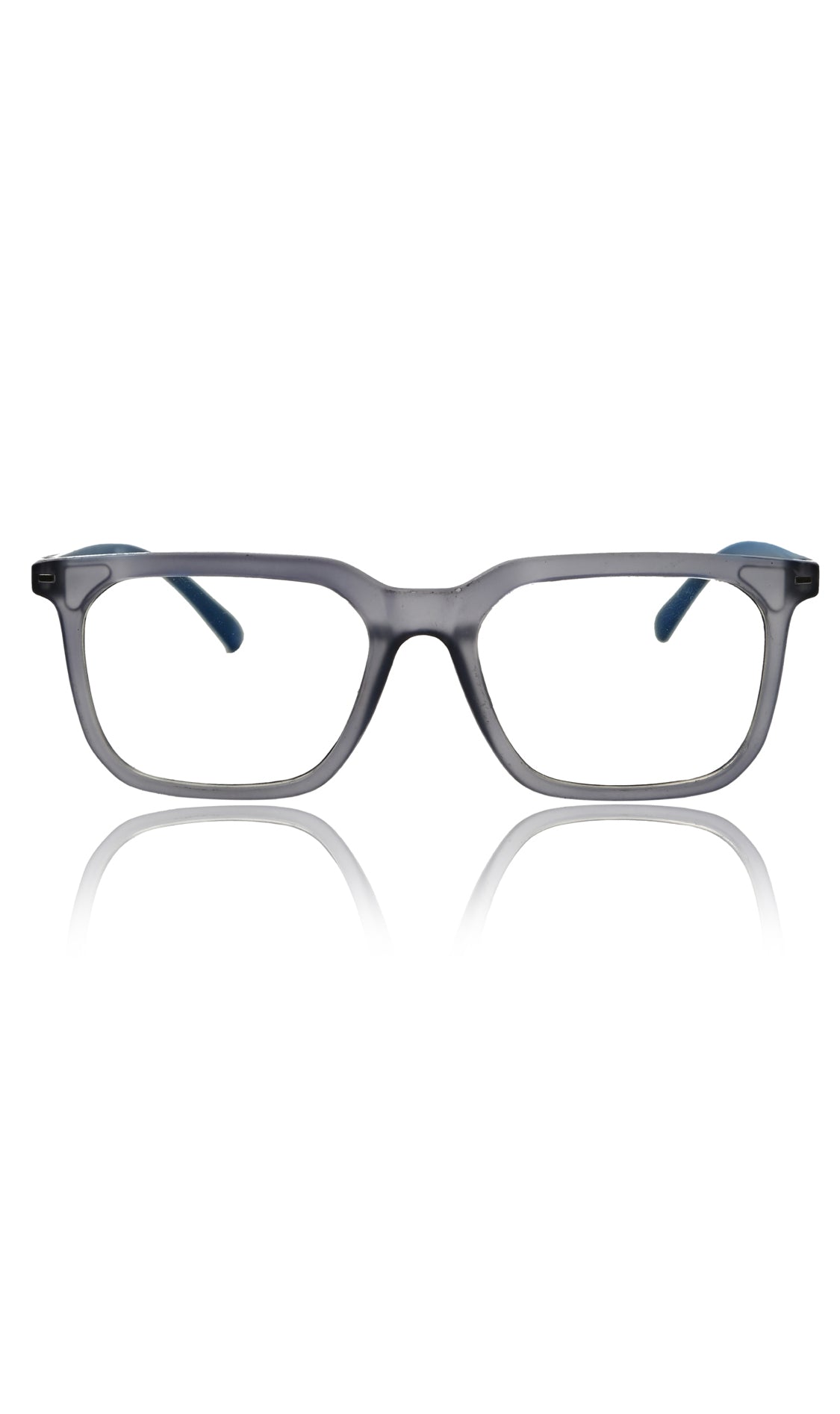 Jodykoes® Colour Frame Series: Stylish Square Spectacle Frames with Blue Ray Protection and Anti-Glare Glasses for Men and Women (Frosted Grey Blue)