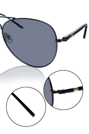 Jodykoes® Series Obsession : Premium Polarized Aviator Sunglass with Designer Arms For UV Protection, Sun Shade Glares Fashion Accessories (Black)