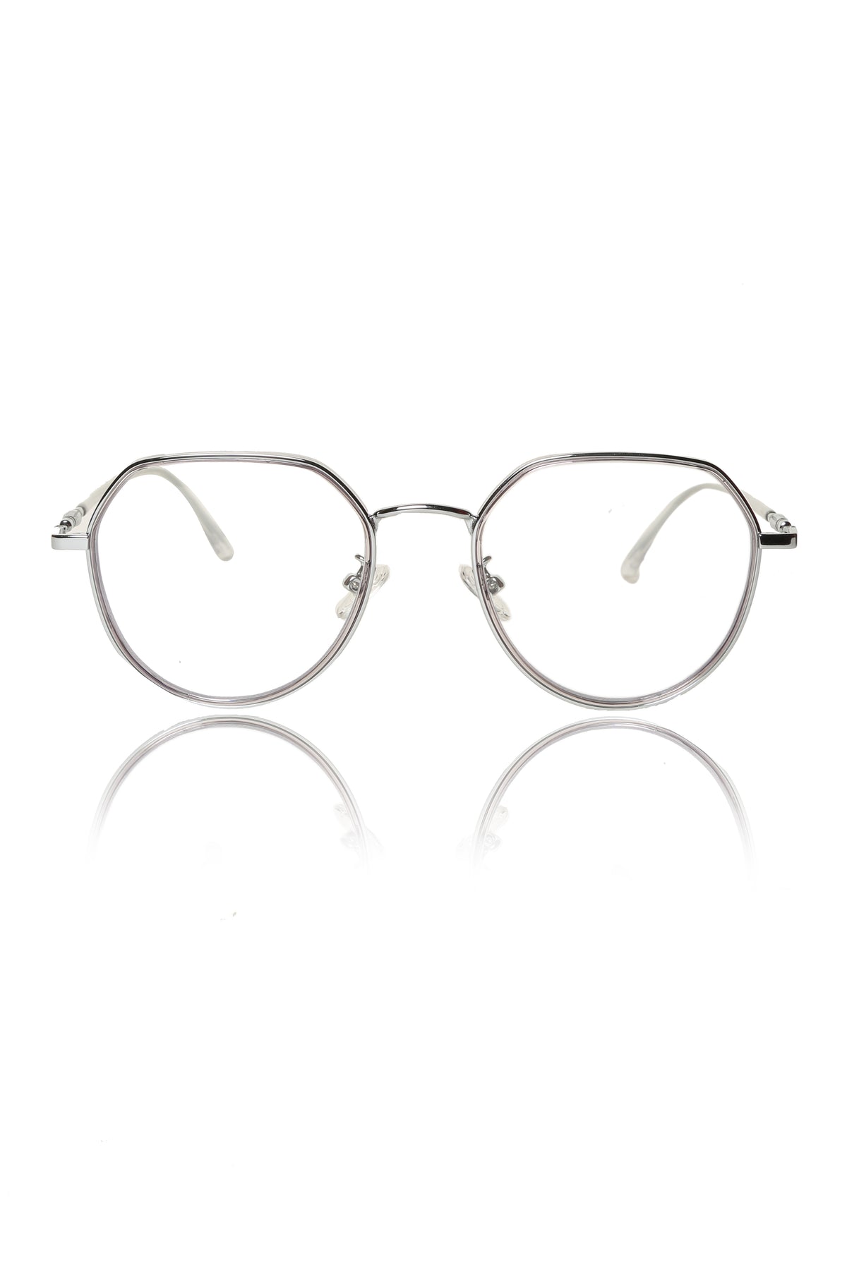 Jodykoes® Premium Series Round-Flat Top Eyewear Eyeglasses Spectacles Frame for Men and Women (Transparent)