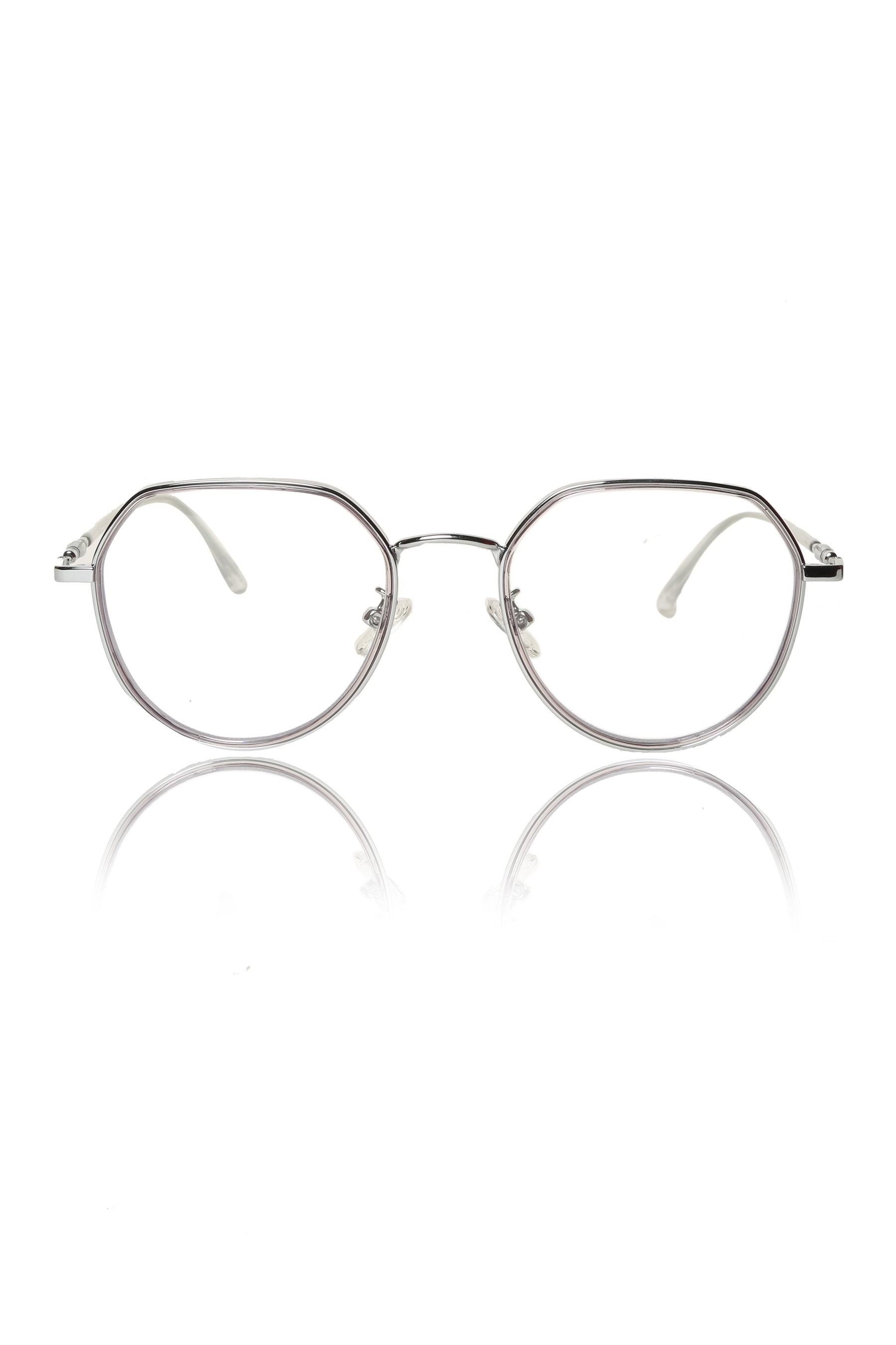 Jodykoes® Premium Series Round-Flat Top Eyewear Eyeglasses Spectacles Frame for Men and Women (Transparent)