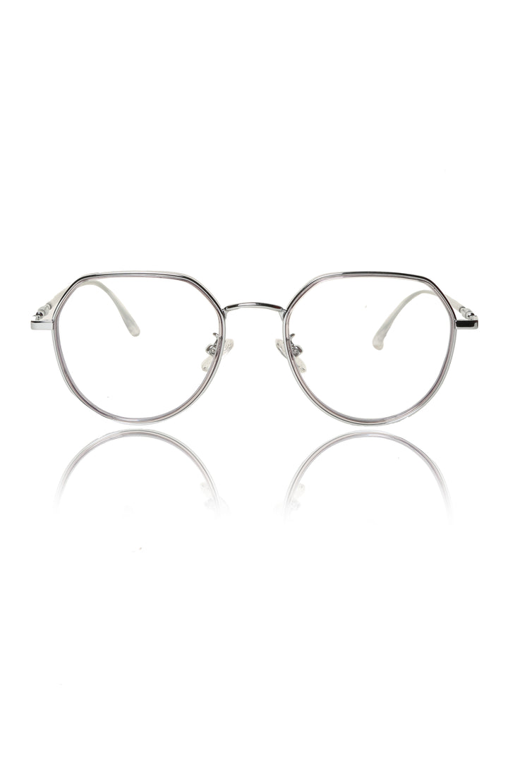 Jodykoes® Premium Series Round-Flat Top Eyewear Eyeglasses Spectacles Frame for Men and Women (Transparent)