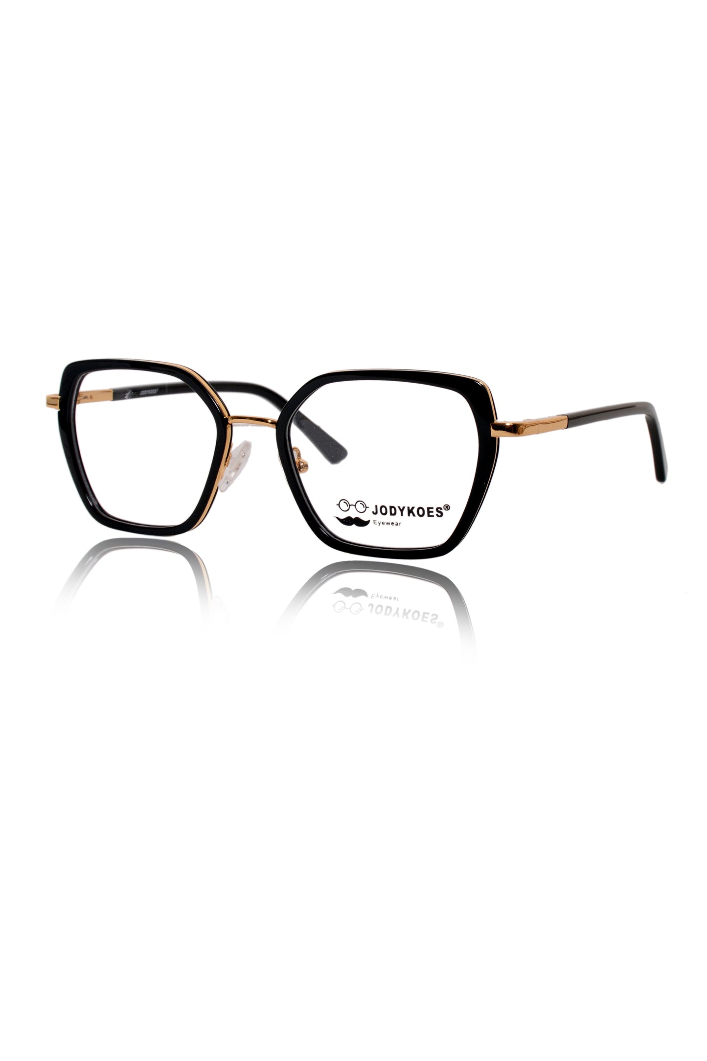 Jodykoes Luxury Series : Pure Titanium Metal Spectacle Eyeglasses | New Shape Cat Eye Metal Eyewear Frame (Black And Gold)