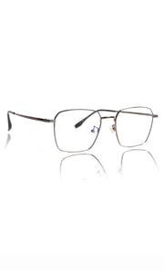 Jodykoes® Premium Series Metal Spectacle Frame With Anti-Glare Blue Light Blocking Eyeglasses for Men and Women | Computer and Mobile Phone Protection Eyewear Frames (Black/Grey)