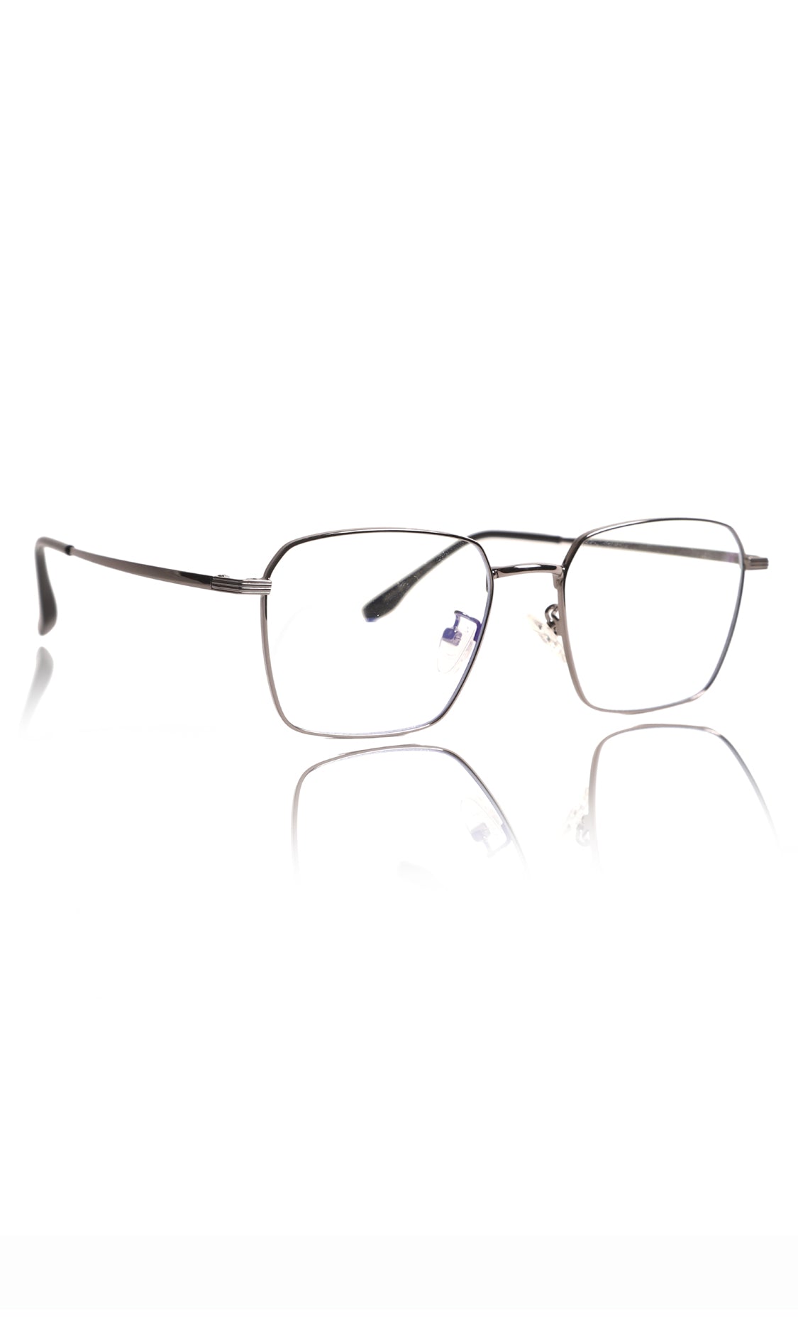 Jodykoes® Premium Series Metal Spectacle Frame With Anti-Glare Blue Light Blocking Eyeglasses for Men and Women | Computer and Mobile Phone Protection Eyewear Frames (Black/Grey)