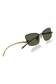 Jodykoes Legacy Gold Cat Eye Rimless Sunglasses With Green Lens