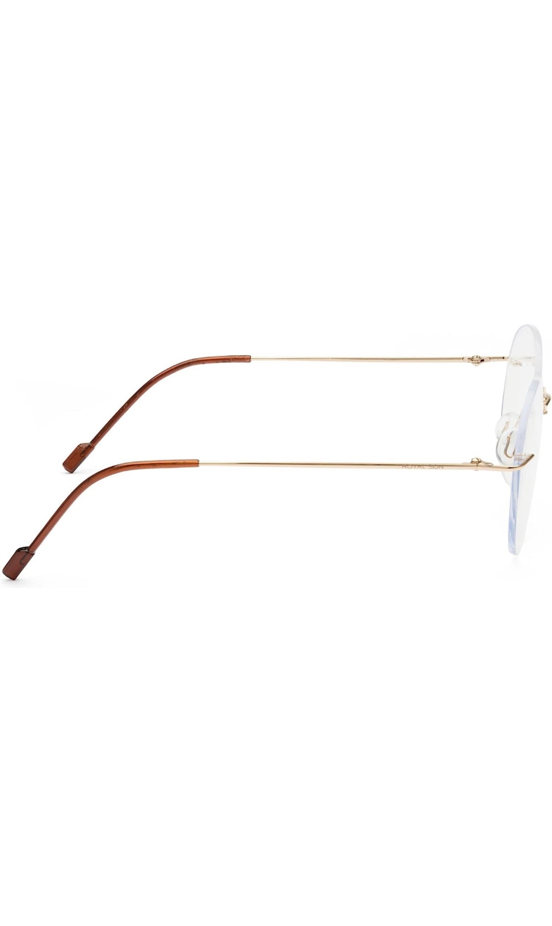 Jodykoes® Rimless Round Frame Zero Power Anti Glare Spectacle For Men and Women | Unisex Computer Eyeglasses Light Weight Round Frameless Eyewear (Gold) - Jodykoes ®