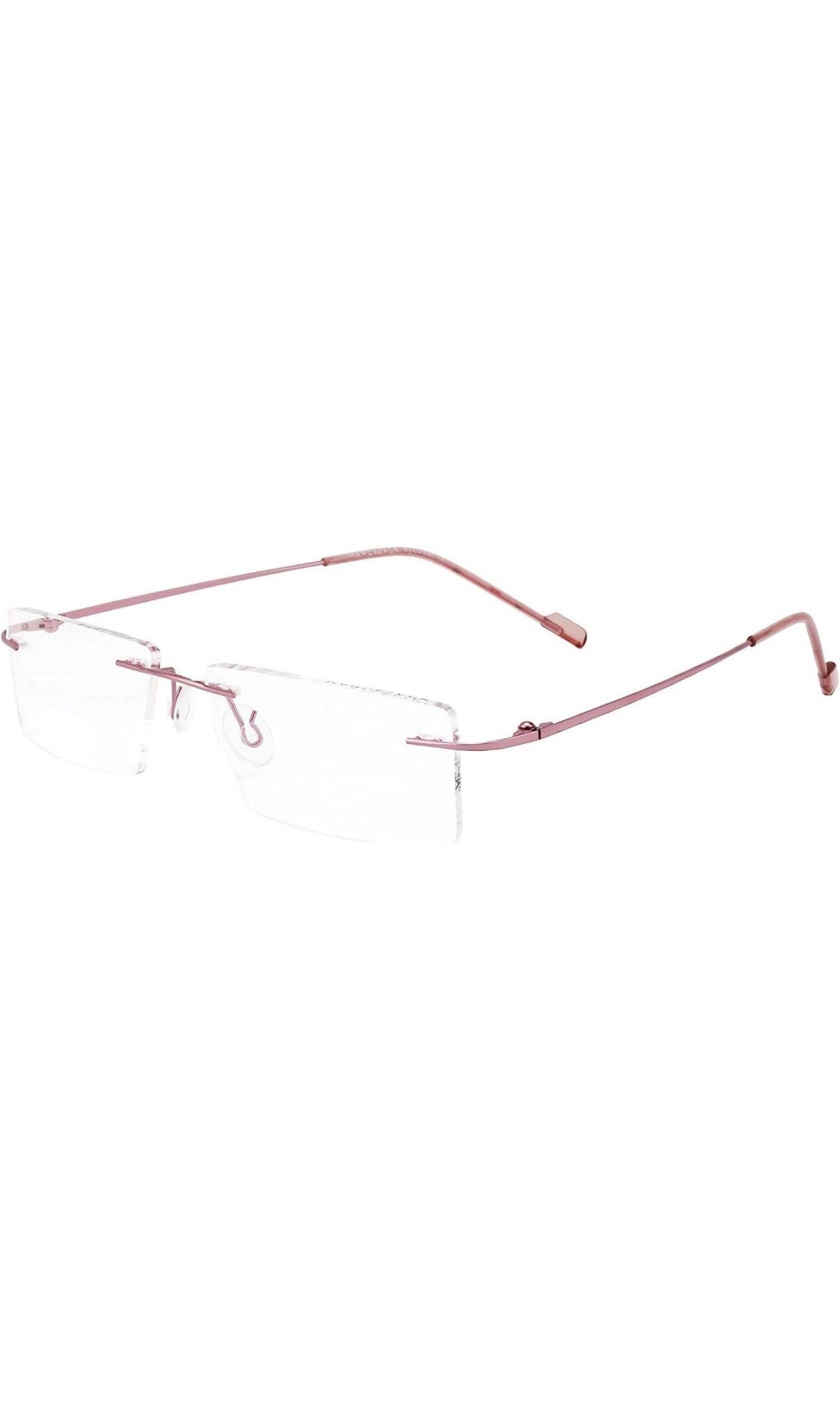 Jodykoes® Premium Rimless Anti Glare Rectangle Frame Spectacle Eyeglasses Eyewear (Pink) - Jodykoes ®