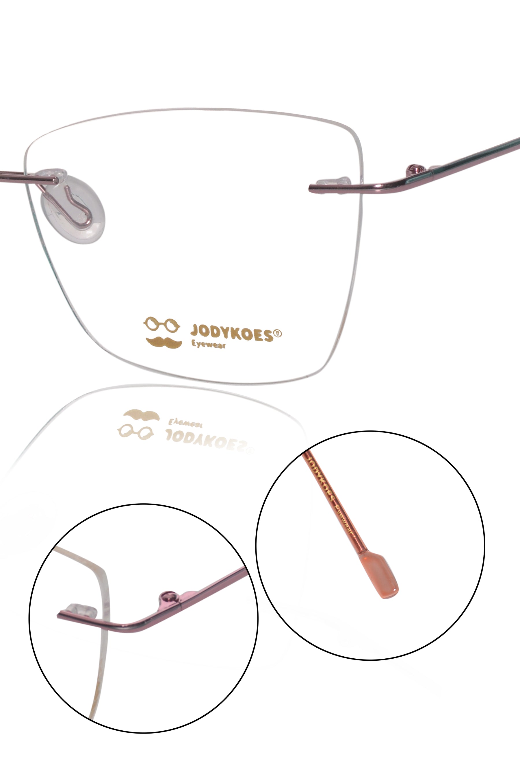 Jodykoes Cat Eye Premium Rimless Frame (Pink)