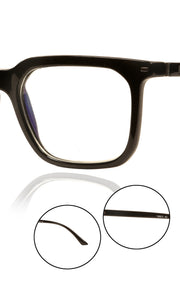 Jodykoes® Colour Frame Series: Stylish Square Spectacle Frames with Blue Ray Protection and Anti-Glare Glasses for Men and Women (Black)