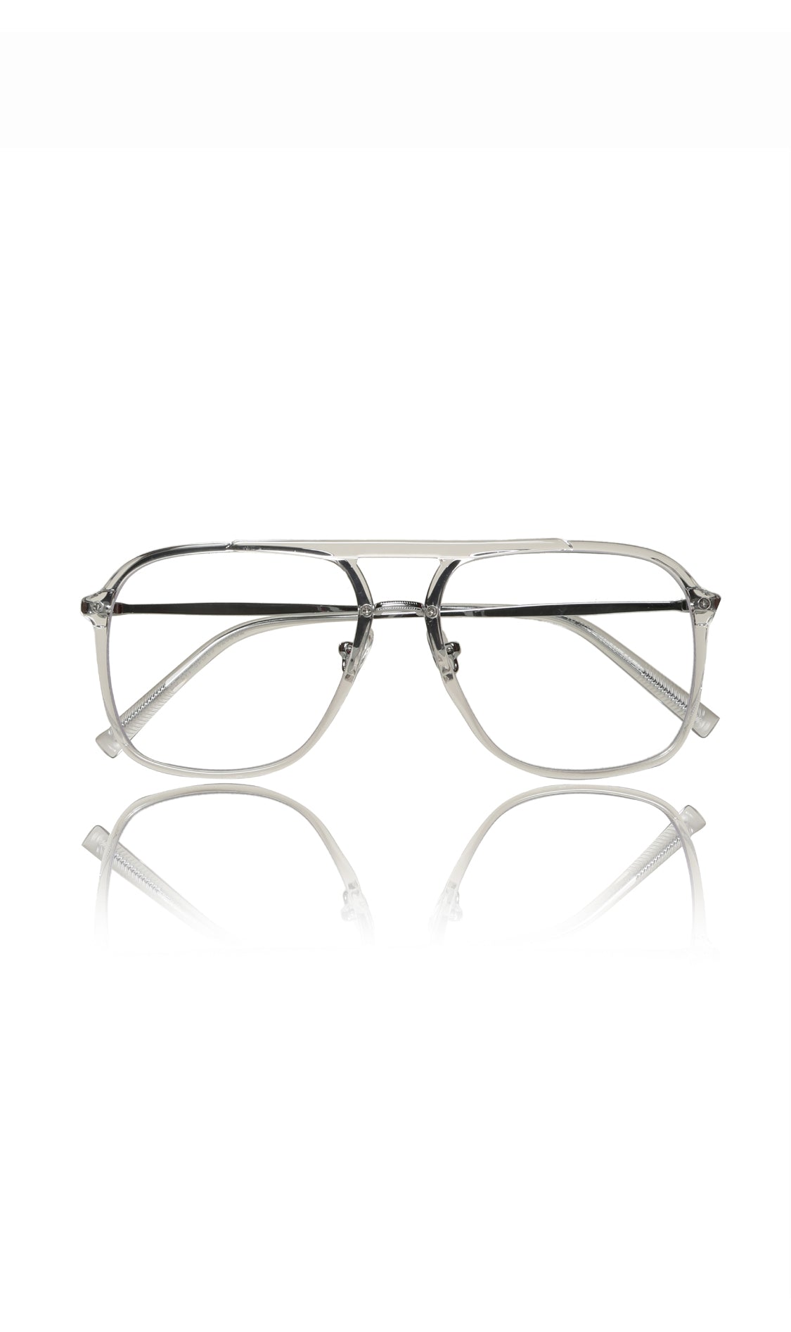 Jodykoes® Premium Series Double Bar Eyewear Eyeglasses Spectacles Frame for Men and Women (Transparent)