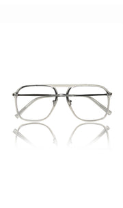 Jodykoes® Premium Series Double Bar Eyewear Eyeglasses Spectacles Frame for Men and Women (Transparent)