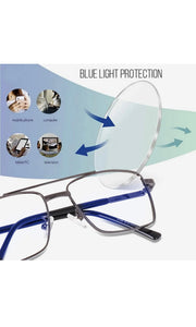 Jodykoes® New Full Rim Rectangular Blue Light Protection Computer Eyeglasses Metal Frame With Anti Glare and Blu Cut Glasses Spectacles for Men and Women Eyewear (Black)