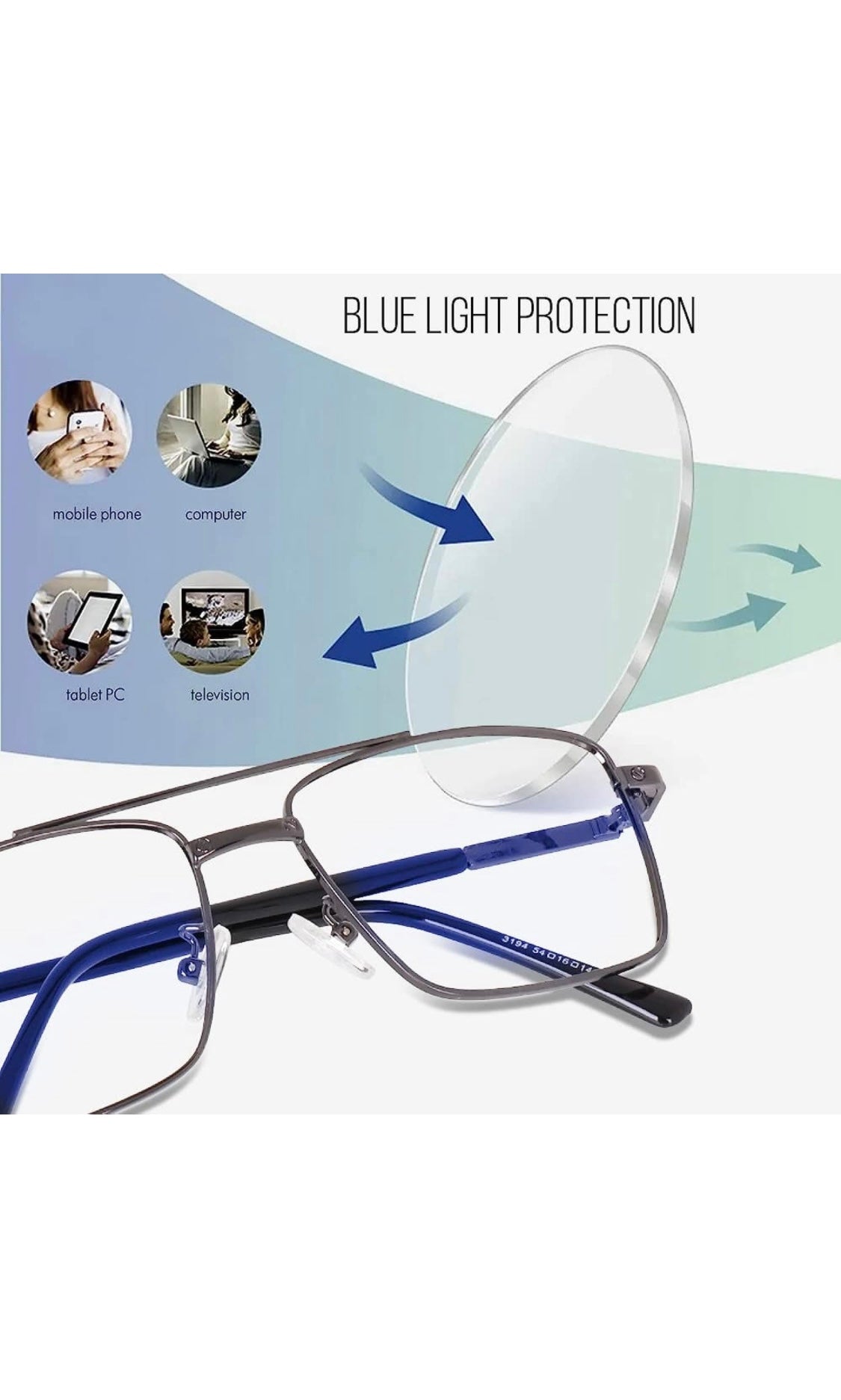 Jodykoes® New Full Rim Rectangular Blue Light Protection Computer Eyeglasses Metal Frame With Anti Glare and Blu Cut Glasses Spectacles for Men and Women Eyewear (Black)