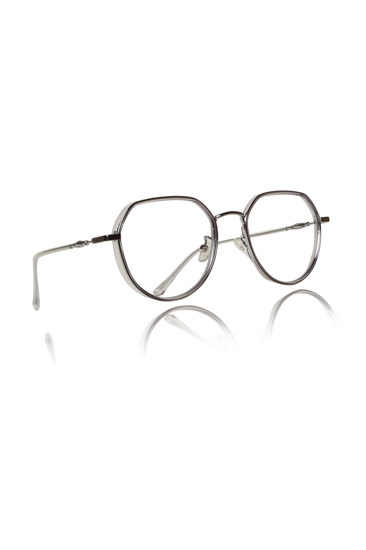 Jodykoes® Premium Series Round-Flat Top Eyewear Eyeglasses Spectacles Frame for Men and Women (Transparent)