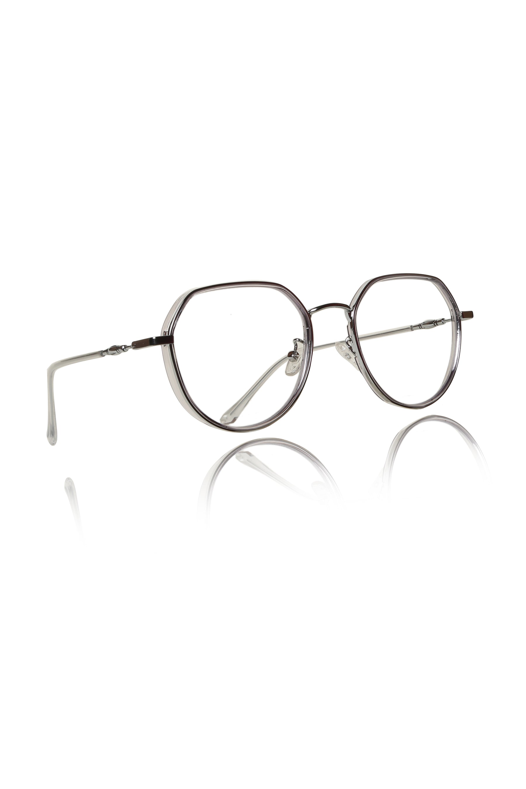 Jodykoes® Premium Series Round-Flat Top Eyewear Eyeglasses Spectacles Frame for Men and Women (Transparent)