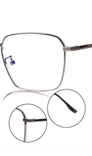 Jodykoes® Premium Series Metal Spectacle Frame With Anti-Glare Blue Light Blocking Eyeglasses for Men and Women | Computer and Mobile Phone Protection Eyewear Frames (Black/Grey)