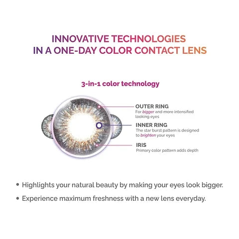 Freshlook FLCC OneDay ALLURE GRAY Color Contact Lens 10 Lens Box