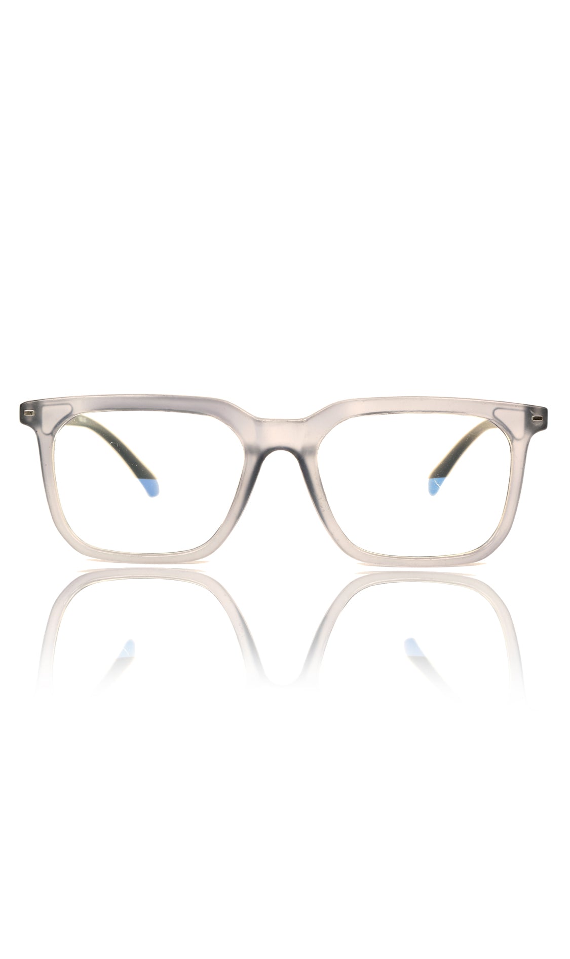 Jodykoes® Colour Frame Series: Stylish Square Spectacle Frames with Blue Ray Protection and Anti-Glare Glasses for Men and Women (Frost Transparent Blue)