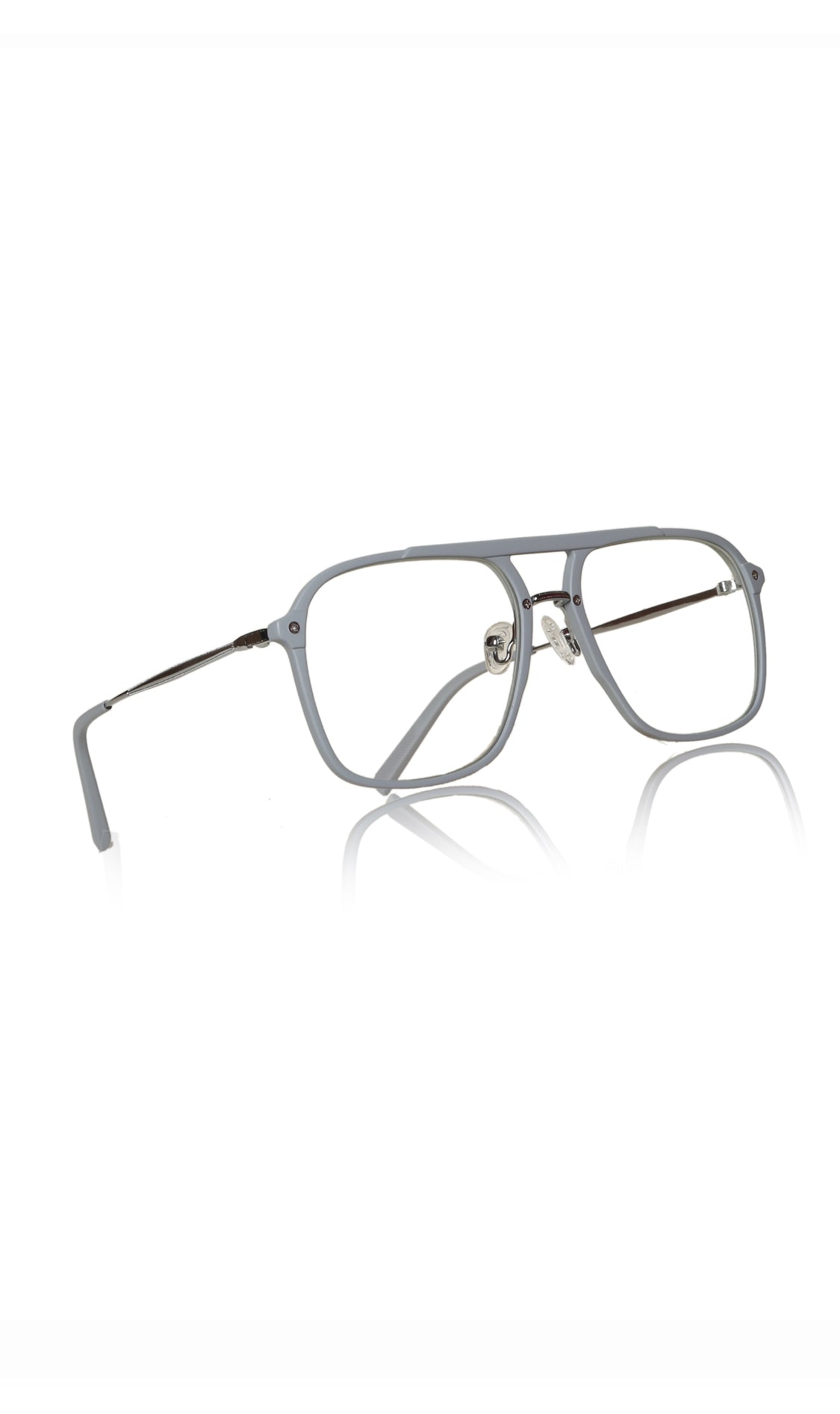 Jodykoes® Premium Series Double Bar Eyewear Eyeglasses Spectacles Frame for Men and Women (Flagship Grey)